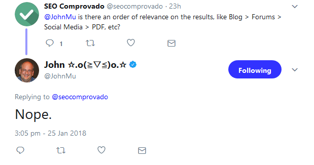 Google: keine höhere Relevanzbewertung nach Seitentyp