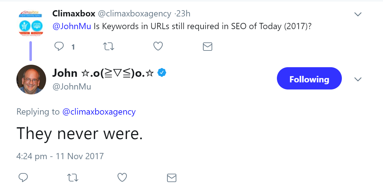Google: Keywords in URLs waren noch nie SEO-relevant
