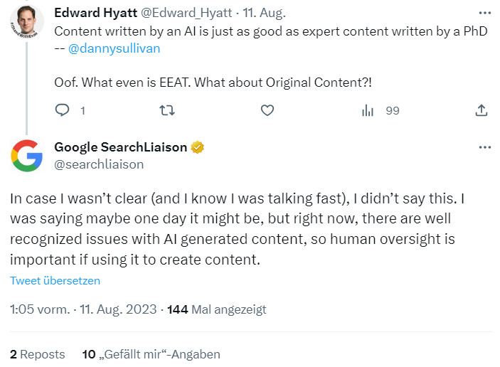 Google: KI-Inhalte müssen weiterhin von Menschen geprüft werden