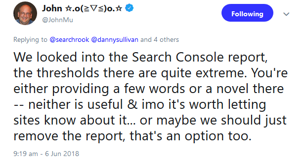 Google könnte Berichte über zu kurze und zu lange Meta Descriptions einstellen