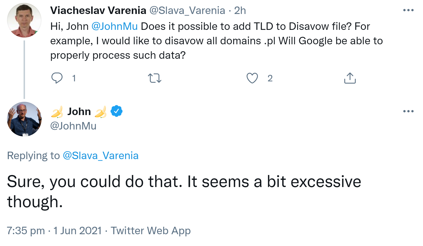 Google: Komplette Top Level Domains können per Disavow Tool abgewertet werden