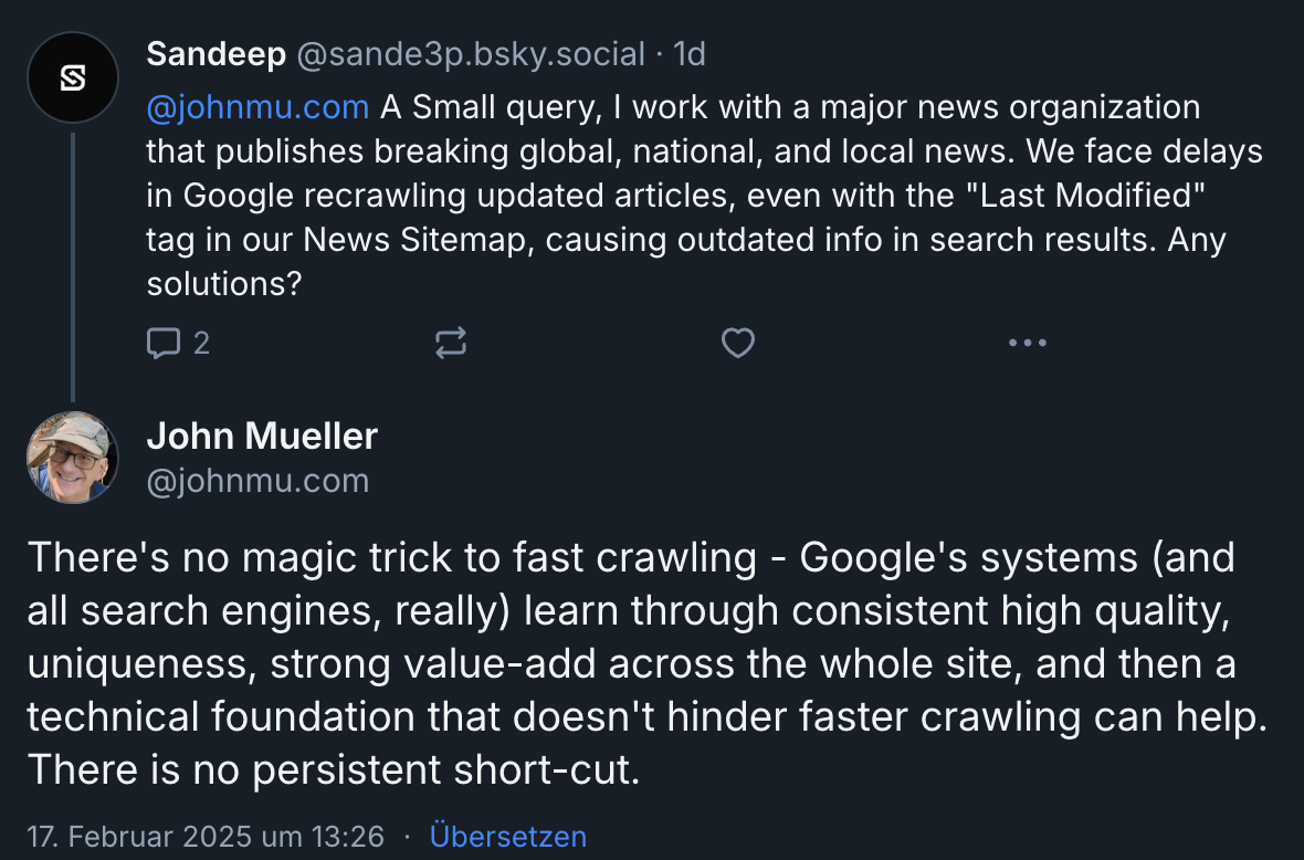 Google: Kontinuierliche Qualität, Mehrwert und Einzigartigkeit wichtig für das Crawlen