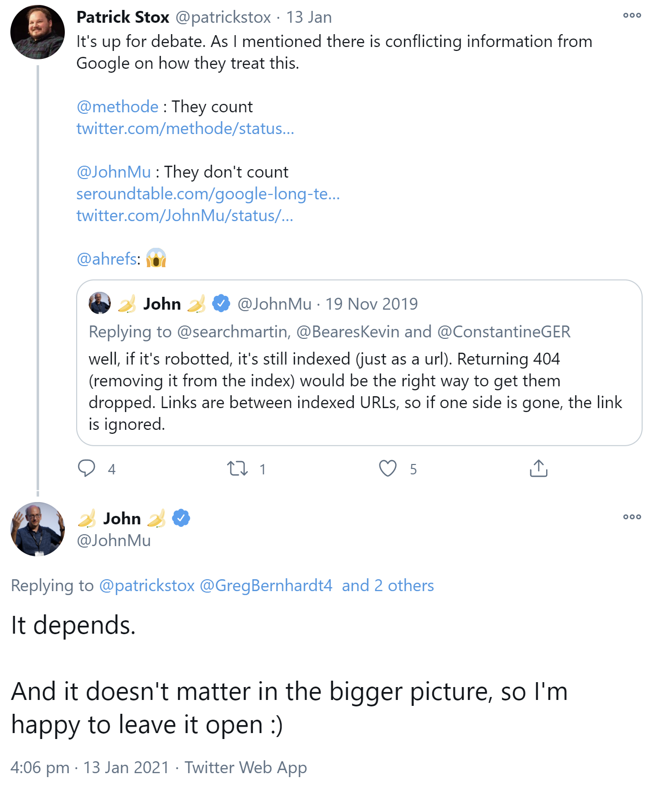 Google lässt Behandlung von Links auf 'Noindex'-Seiten offen