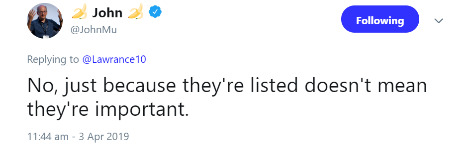 Google Links, die in der Google Search Console angezeigt werden, müssen nicht wichtig sein