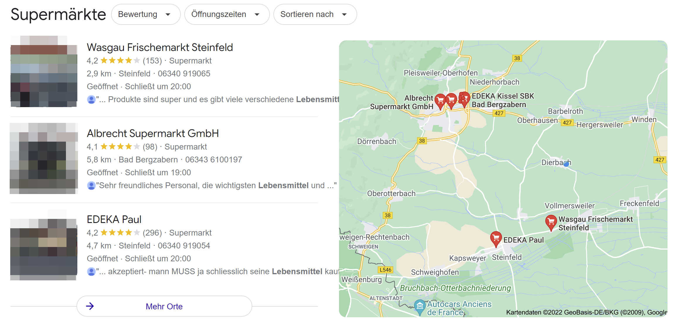 Google Local Pack: neue Variante