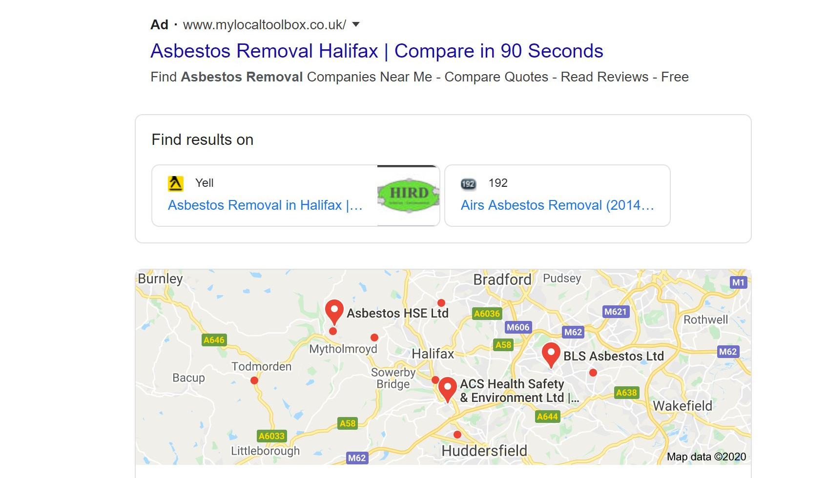 Google: lokale Suchergebnisseite mit Verzeichnissen