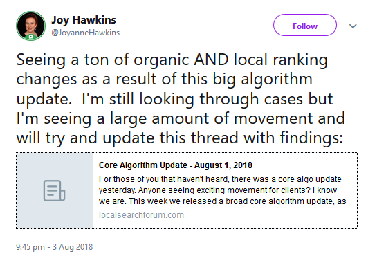 Google: Lokales Update parallel zum Core-Update?
