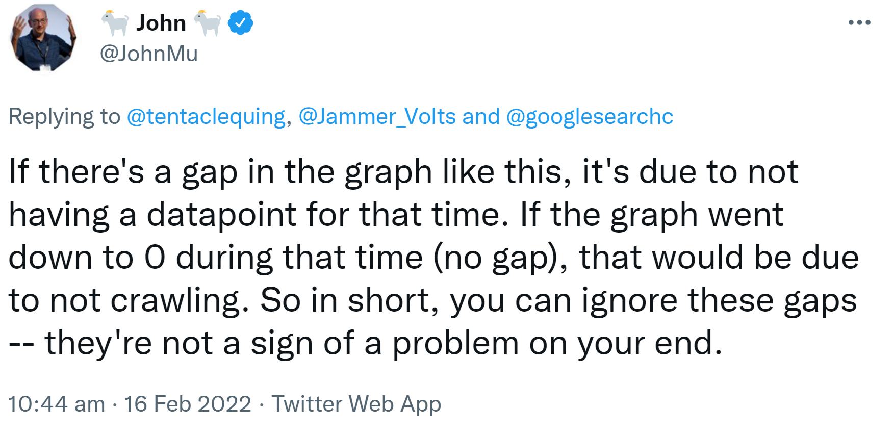 Google: Lücke in der Crawl-Statistik kann ignoriert werden