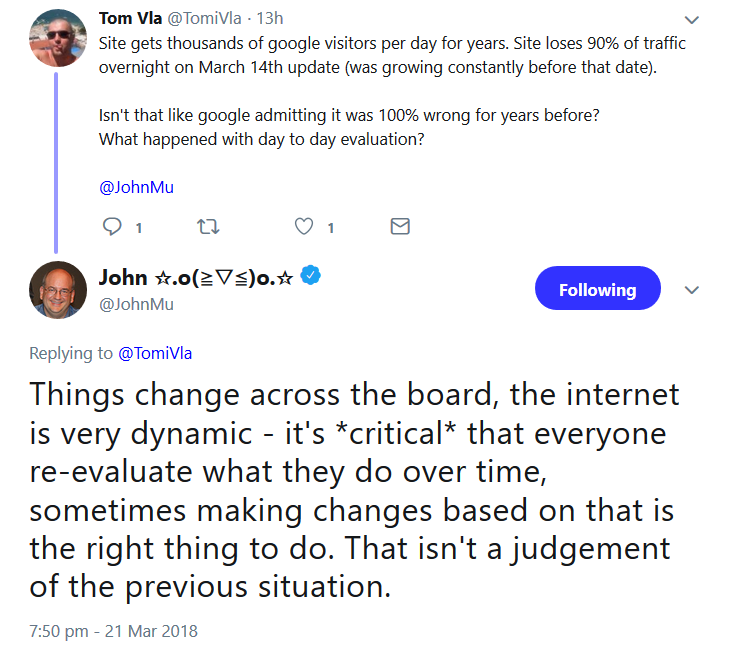 Google: Man sollte die Situation regelmäßig neu bewerten