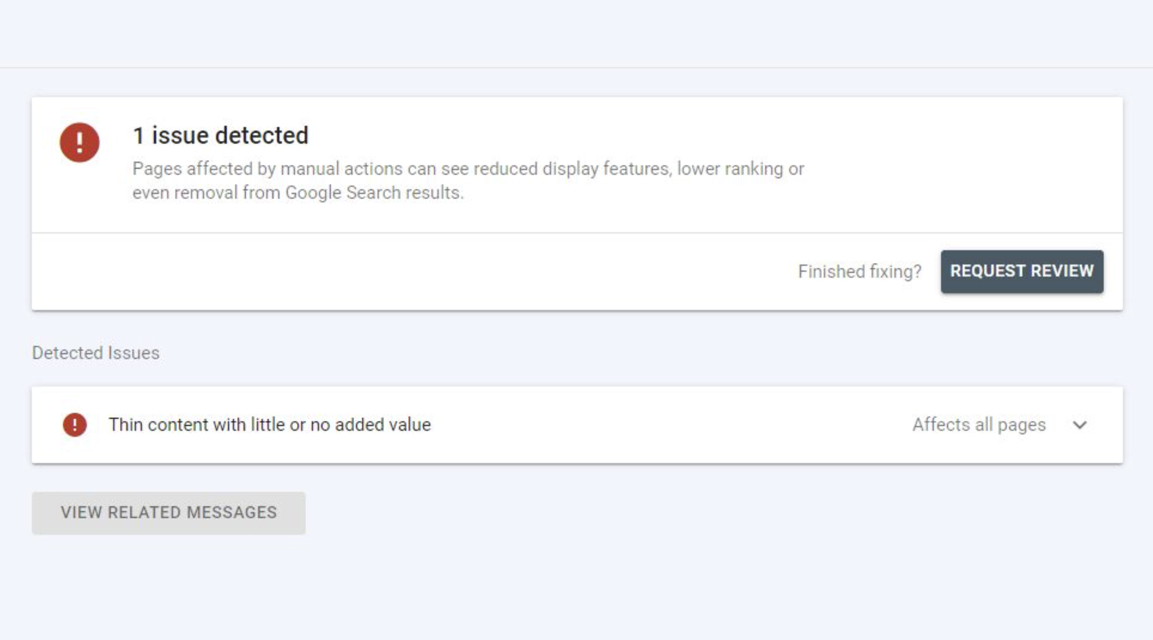 Google: manuelle Maßnahme wegen Thin Content auf lokalen Landing Pages