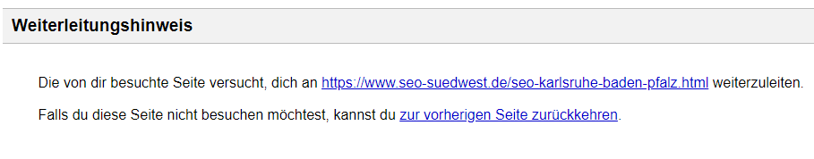 Google Maps: merkwürdiger Weiterleitungshinweis