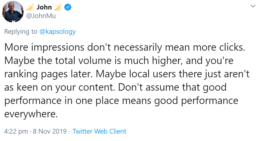Google: Mehr Impressionen bedeuten nicht automatisch mehr Klicks