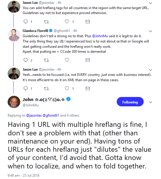 Google: Mehrere hreflangs auf eine URL sind ok