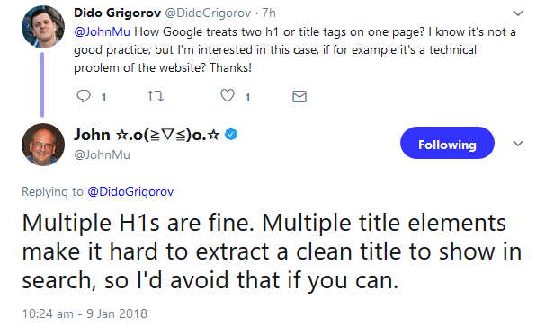 Google: Mehrere Titel pro Seite sollten vermieden werden