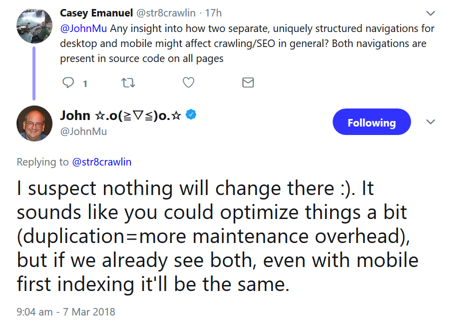 Google: mehrfache Navigation im Quellcode einer Seite kein Problem