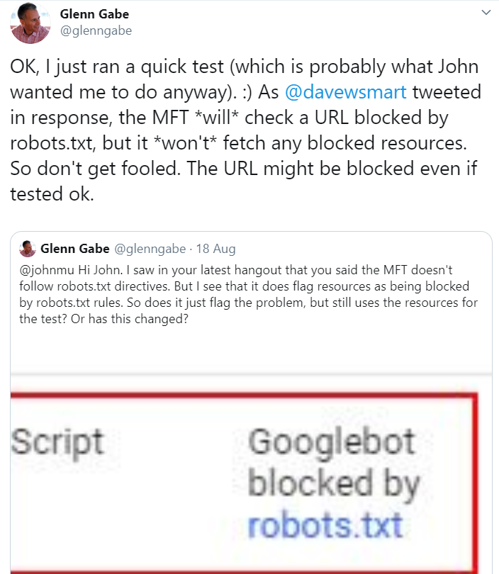 Google Mobile Friendly Test ignoriert robots.txt, aber ruft keine gesperrten Ressourcen ab