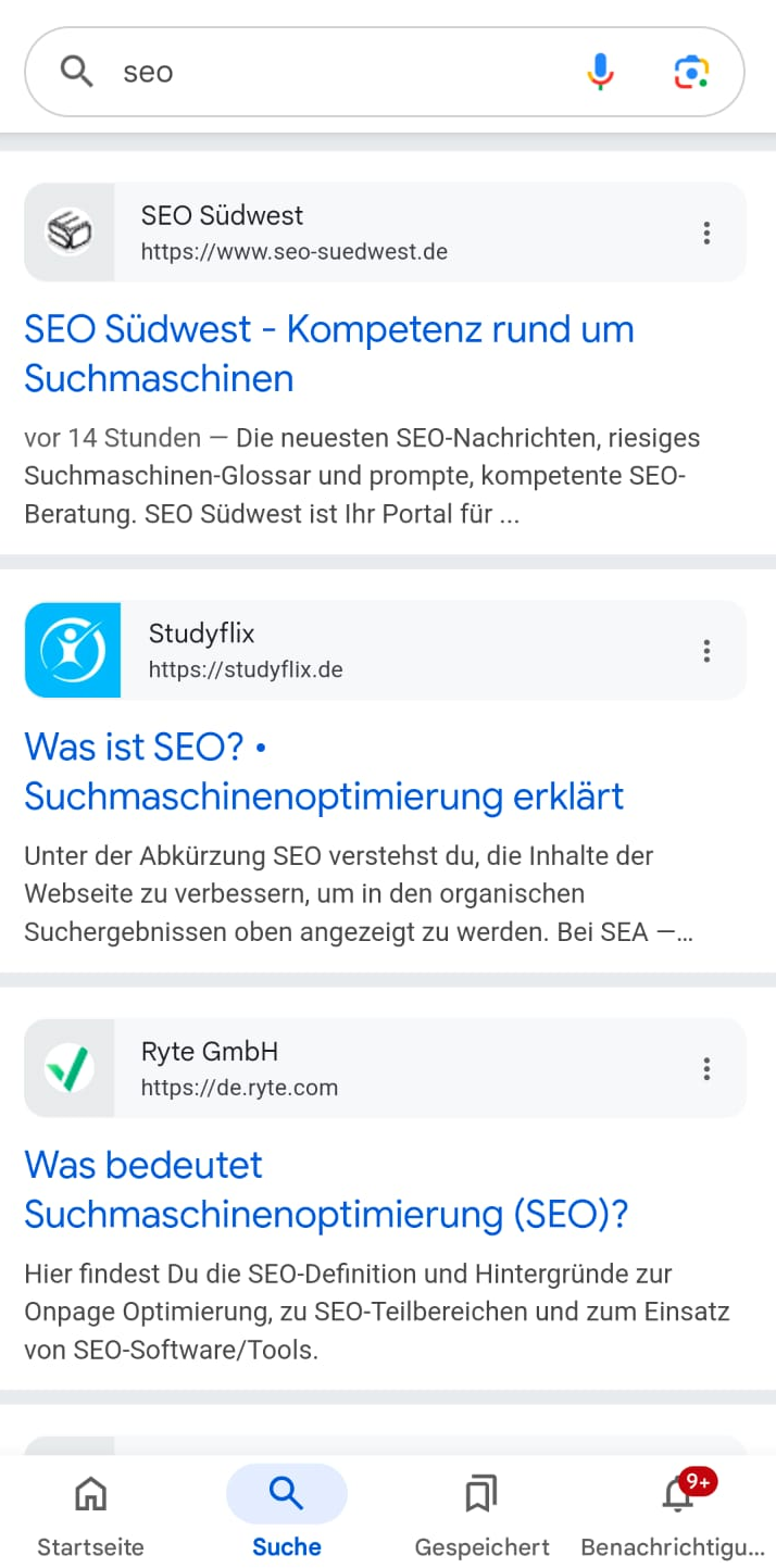 Google: hervorgehobene und größere Favicons sowie Websitename in der mobilen Suche