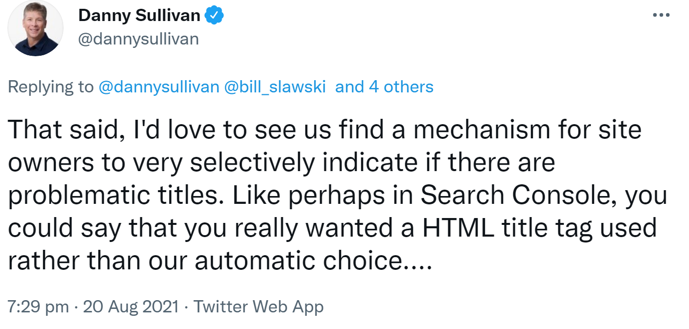 Google: Möglichkeit zum Melden problematischer Seitentitel wäre wünschenswert