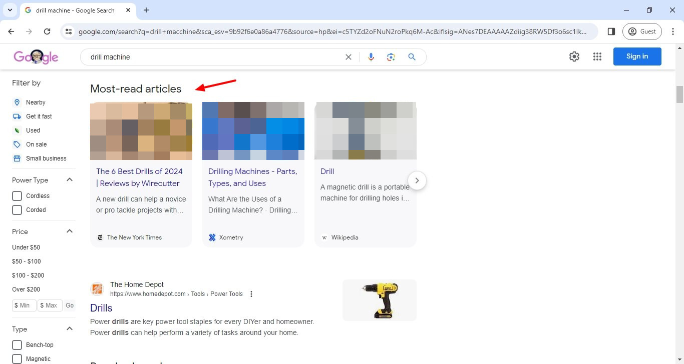 Google: 'Most-read articles'