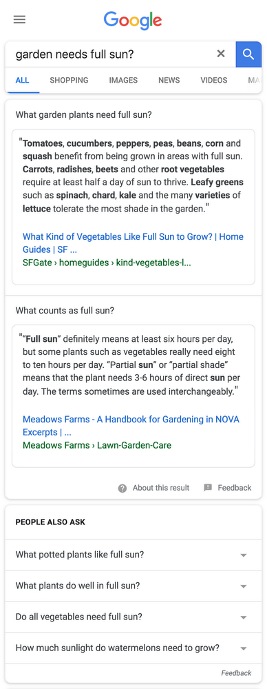 Google: multi-facettierte Featured Snippets