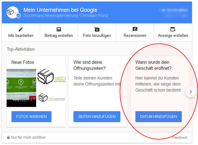 Google My Business: Wann wurde Dein Geschäft eröffnet?