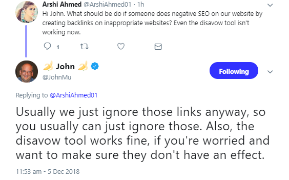 Google: schlechte Links aus Negative SEO-Kampagnen einfach ignorieren