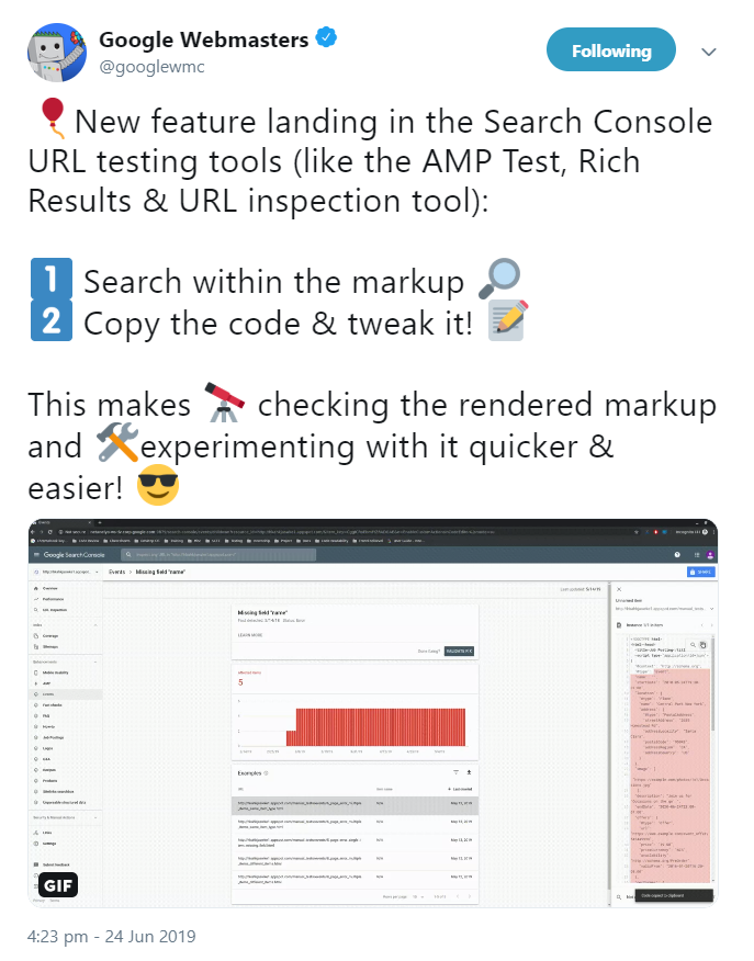 Google bringt neue Funktionen für die Search Console, um Markup zu durchsuchen und Änderungen zu testen