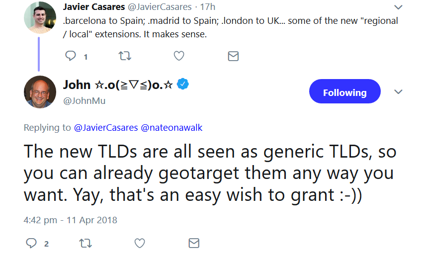 Google: Neu TLDs werden als generische TLDs angesehen