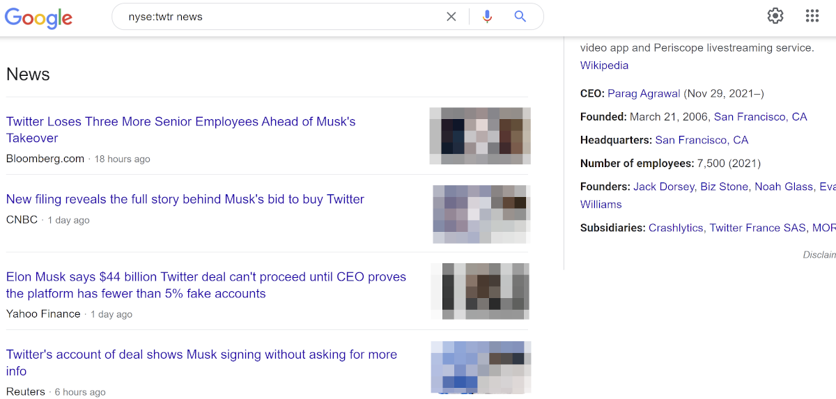 Google: News nach Klick auf 'News'-Schlagzeile 