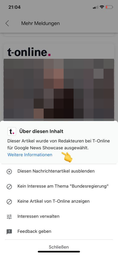 Google News Showcase in Google Discover