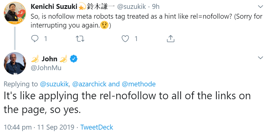 Google: Neuer Umgang mit 'nofollow' gilt auch für die Meta-Tags