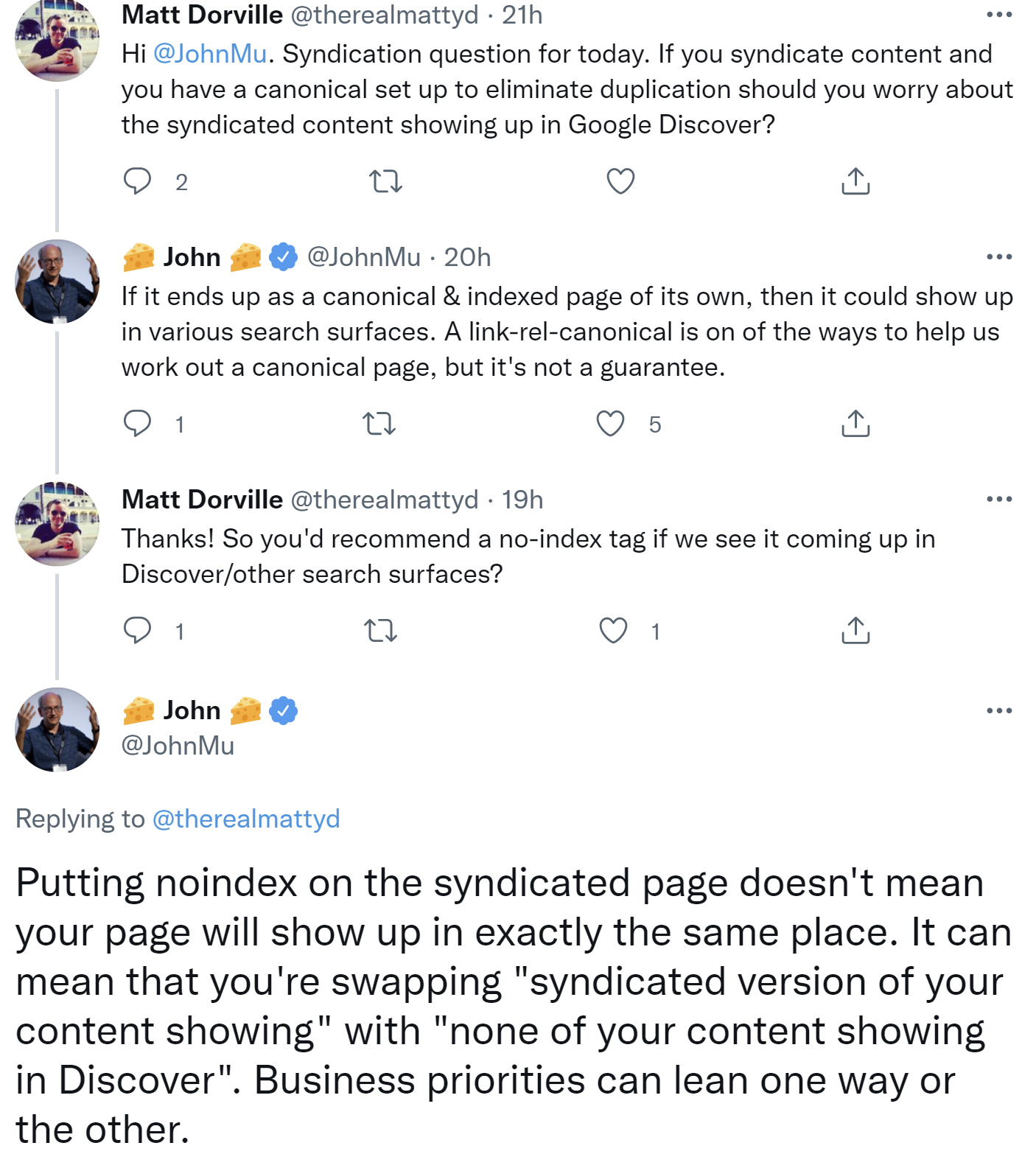 Google: Noindex für syndizierte Inhalte bietet keine Garantie dafür, dass das Original in den Suchergebnissen erscheint