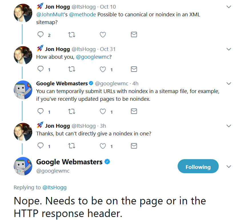 Google: Seiten können nicht per XML-Sitemap auf 'noindex' gesetzt werden