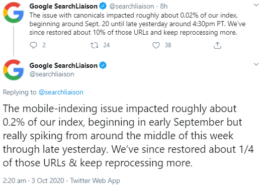 Google: Nur ein kleiner Teil des Index von Indexierungsproblemen betroffen