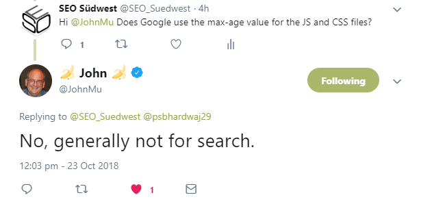 Google nutzt max-age nicht zum Bestimmen der Cache-Dauer