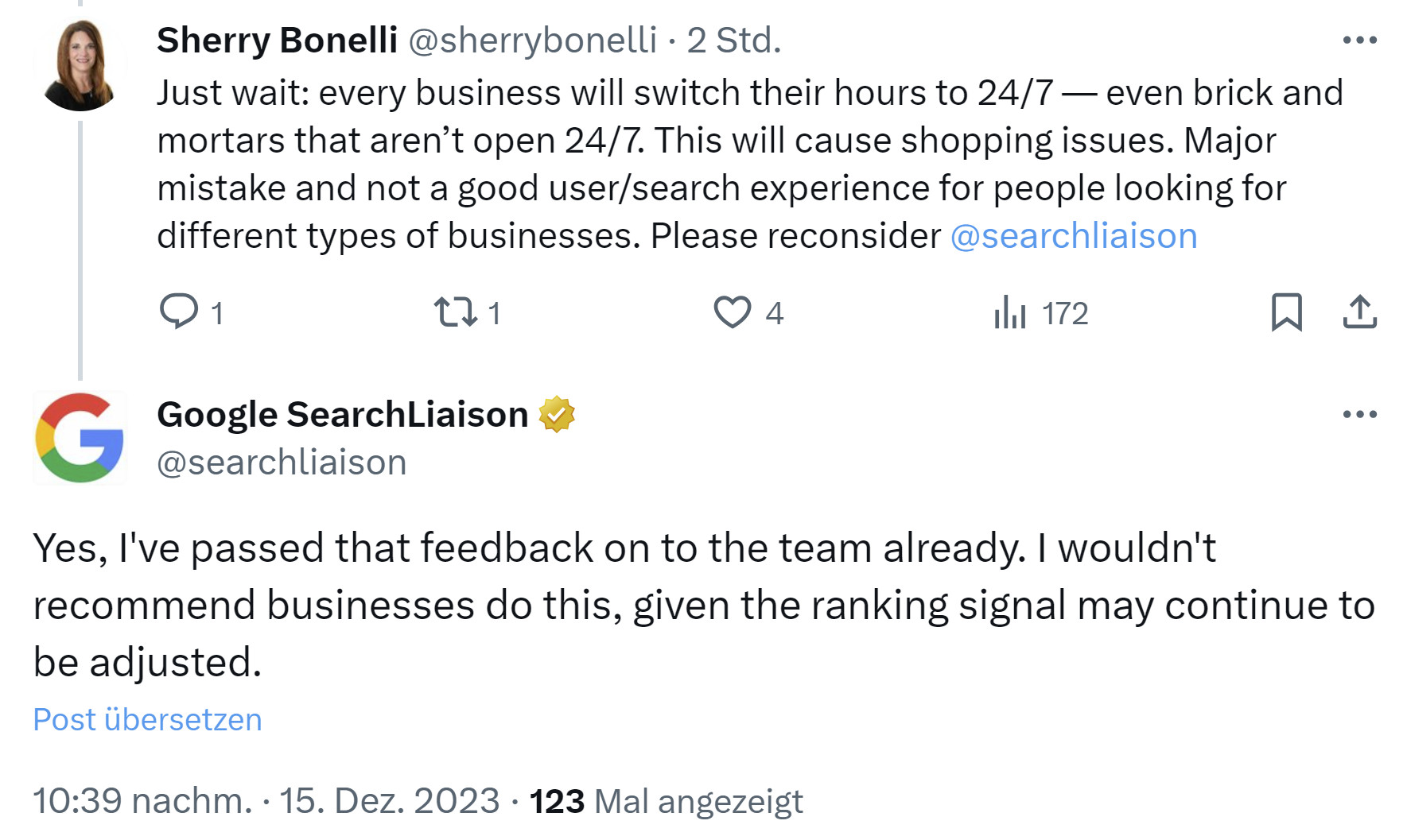 Google: Öffnungszeiten in Business Profile einfach auf 24/7 zu ändern, ist keine gute Idee