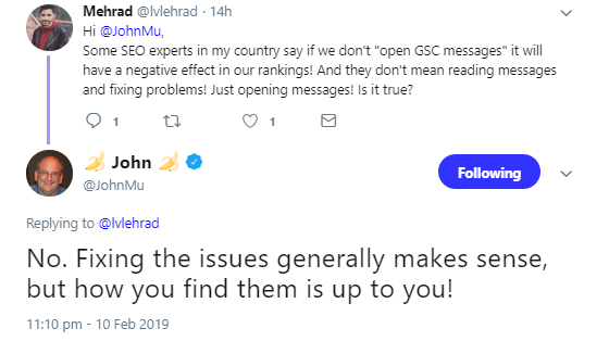 Google: Öffnen von Hinweise aus der GSC hat keine Rankingeffekte