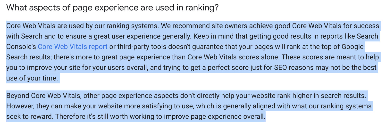 Google: neuer Hinweis zur Bedeutung der Page Experience