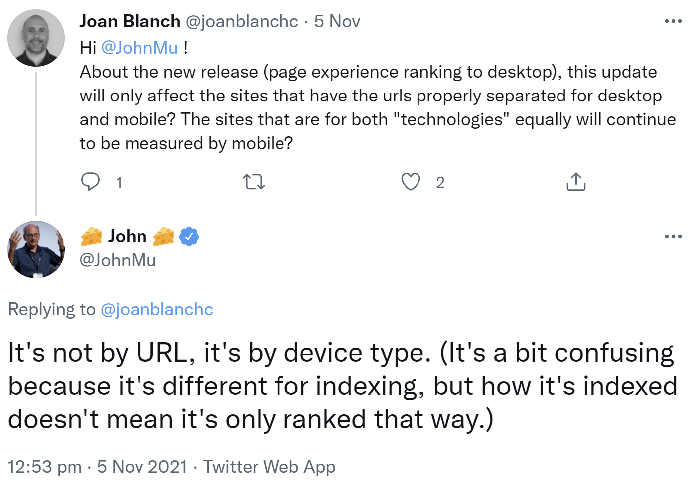 Google: Page Experience wird nach URL und nicht nach Gerät bestimmt