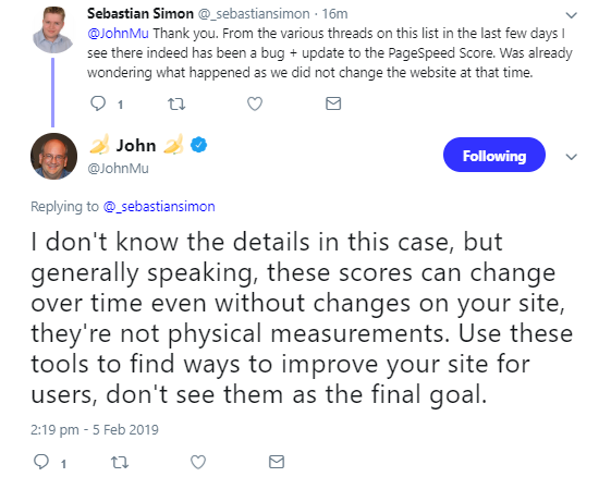 Google PageSpeed Insghts: Score kann sich auch ohne Änderungen auf der Webseite ändern