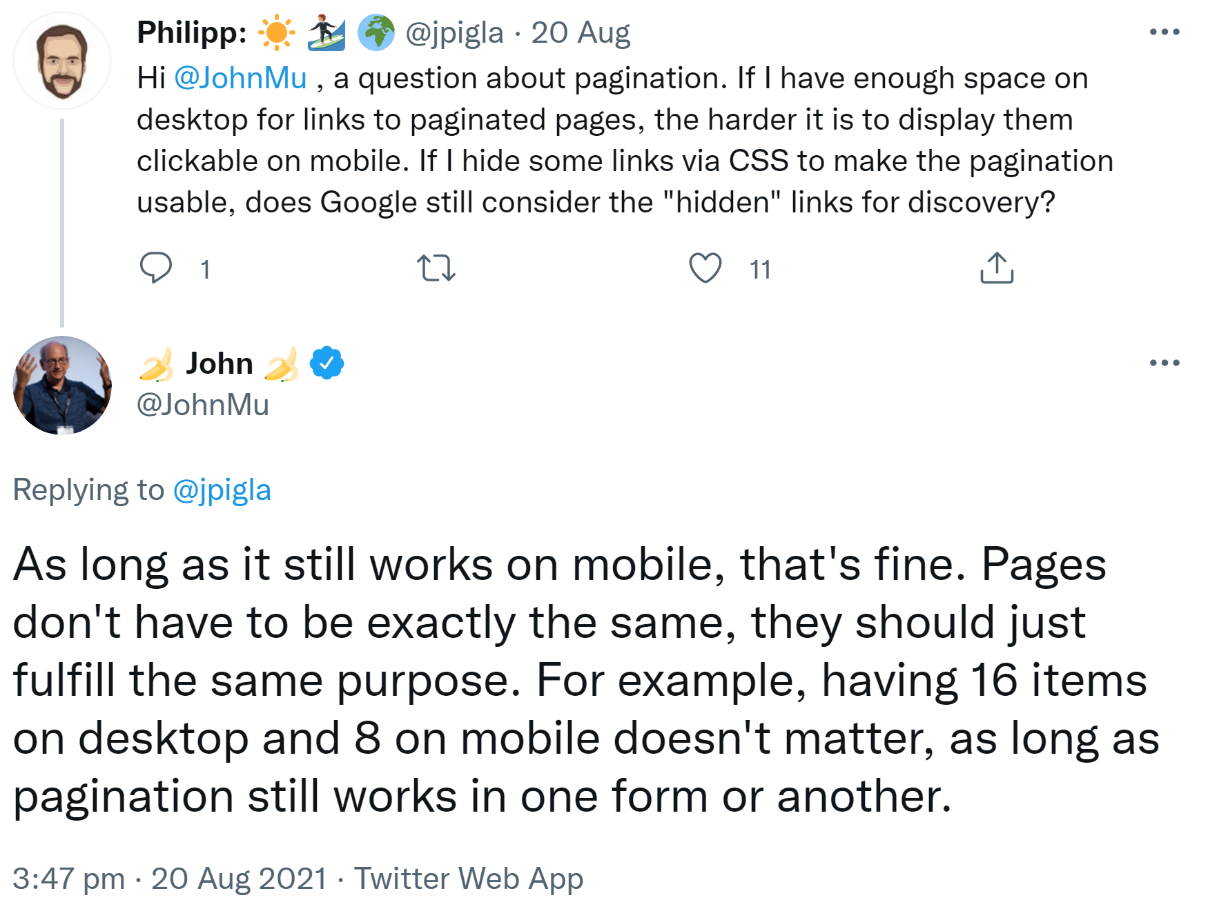 Google: Paginierung auf Desktop und Mobile muss nicht gleich sein