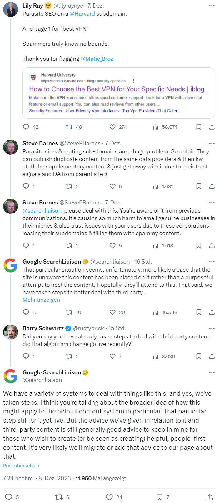Google: Änderungen am Helpful Content System zu Parasite SEO und Third Party Content sind noch nicht online