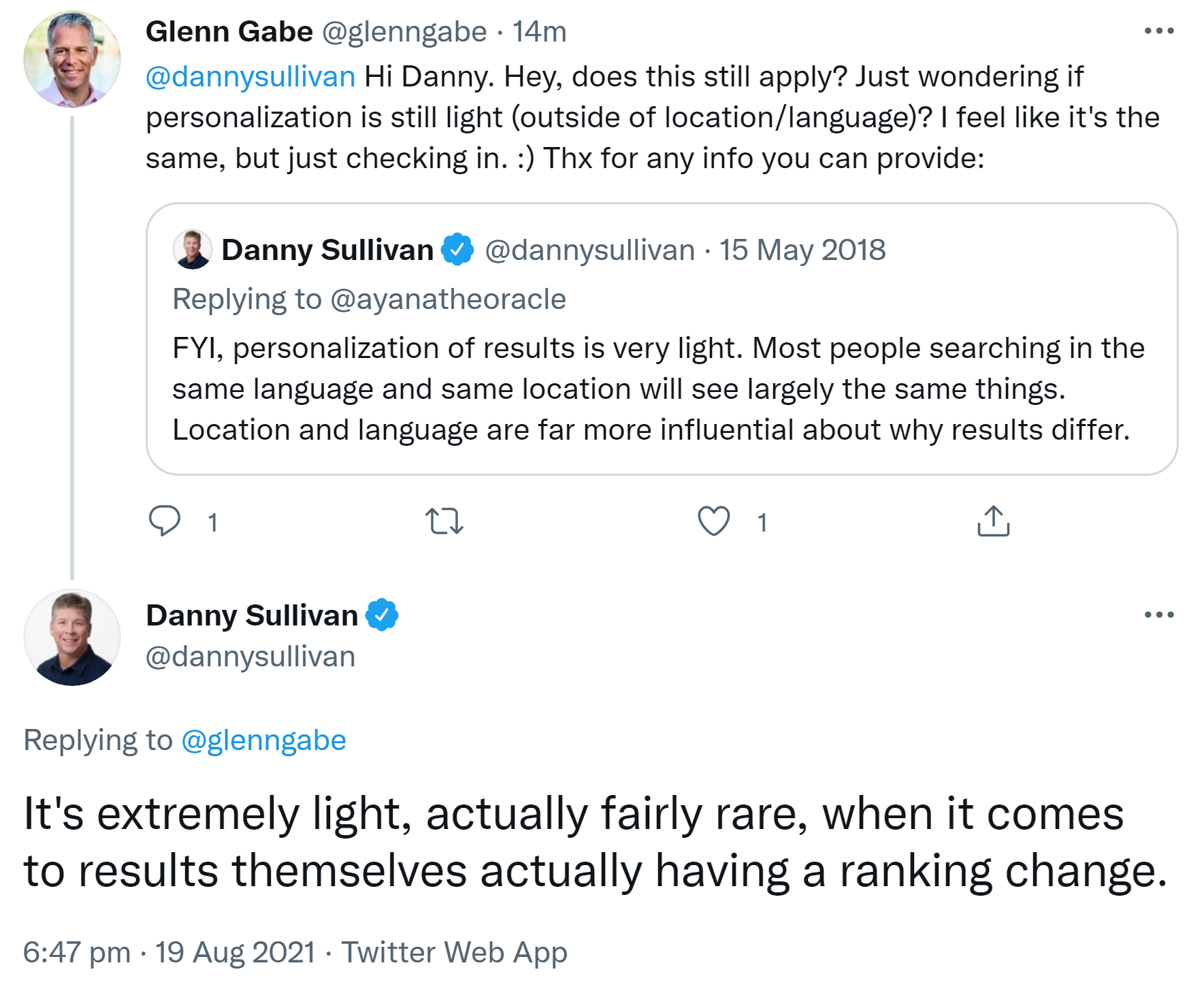 Google: Personalisierung nimmt nur selten Einfluss auf die Rankings