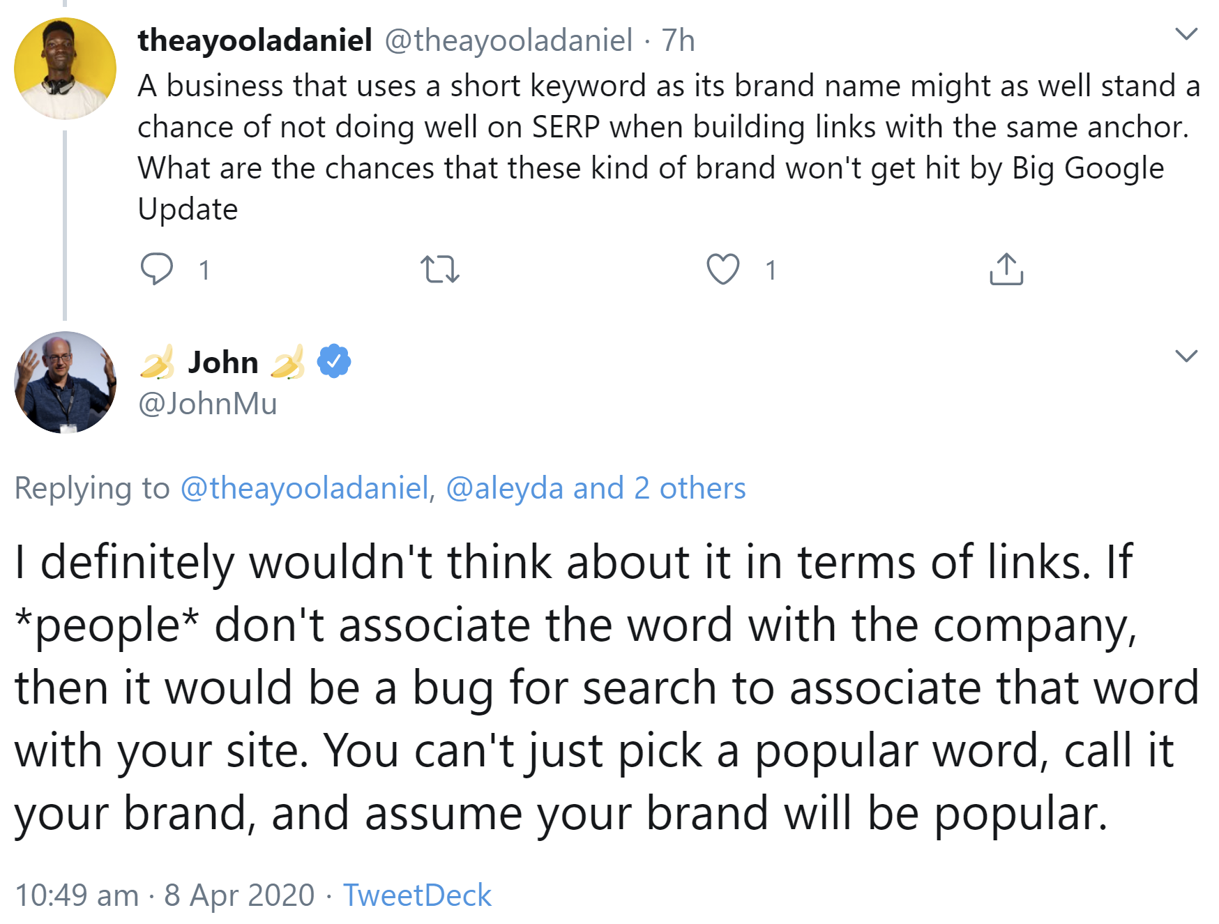 Google: problematische Ein-Wort-Marken