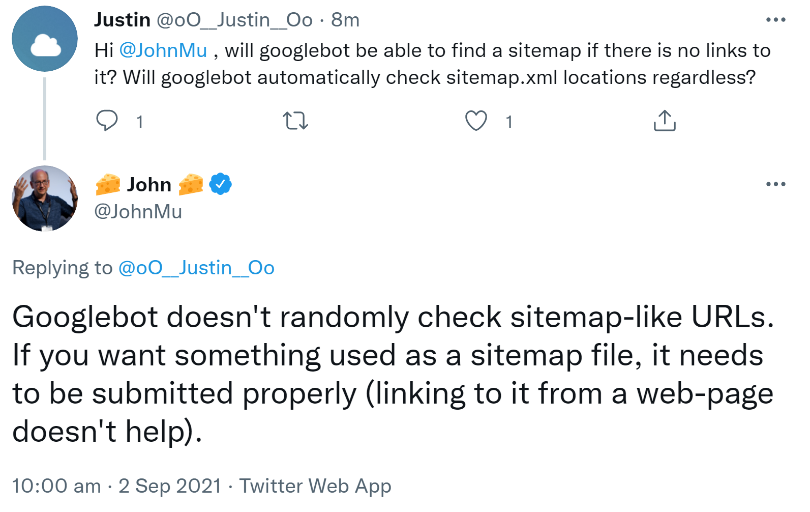Google: Einfacher Link auf Sitemap genügt nicht zum Erkennen