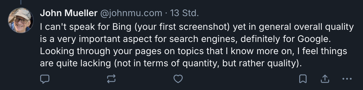 Google: Qualität ist wichtig für Suchmaschinen - John Müller auf Bluesky