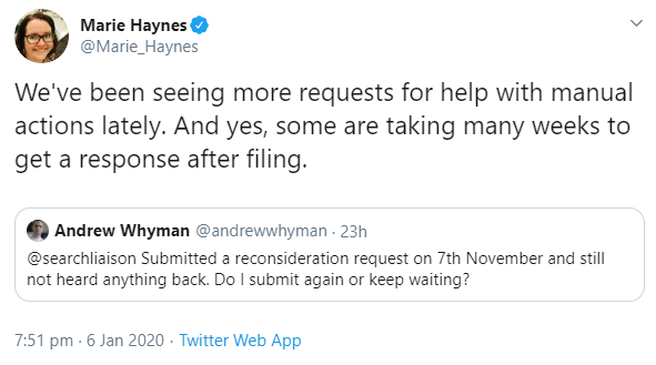 Google: Bearbeitung einiger Reconsideration Requests dauert lange