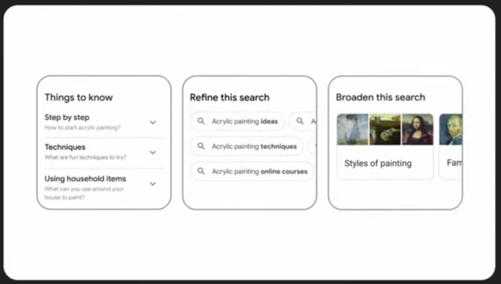 Google: Vorschläge zum Verfeinern und zum Ausweiten von Suchanfragen