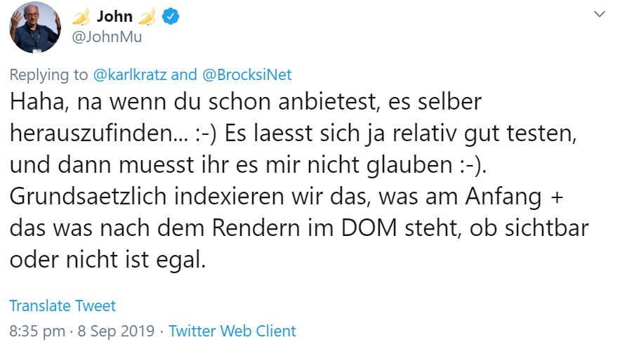 Responsive Design und Mobile First: Google indexiert alles, was entweder beim ersten Crawlen oder nach dem Rendern im DOM steht