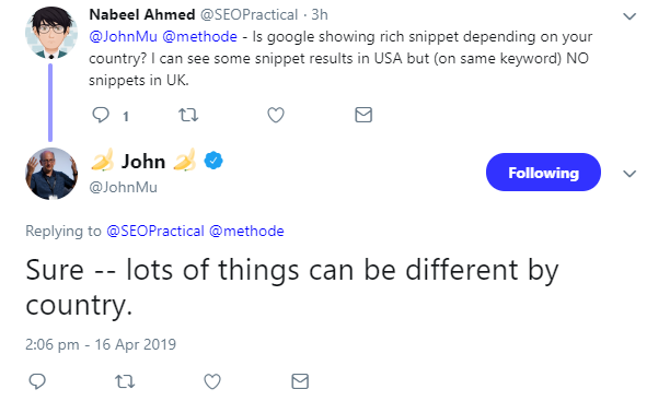 Google: Darstellung von Rich Snippets kann je nach Land unterschiedlich sein